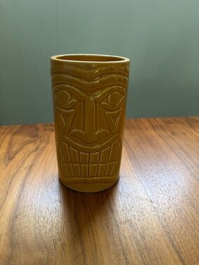 Yellow Ceramic Tiki Vase